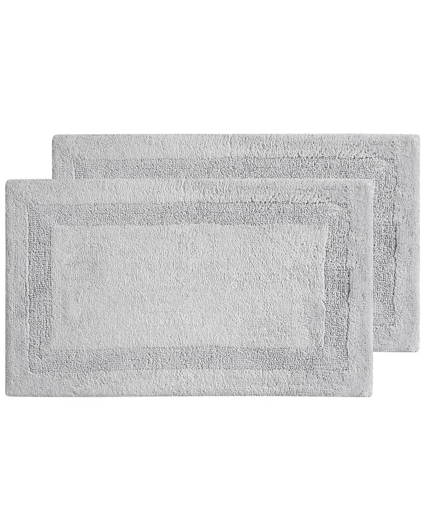 Set of 2 Bath Rugs - Grey, Cotton