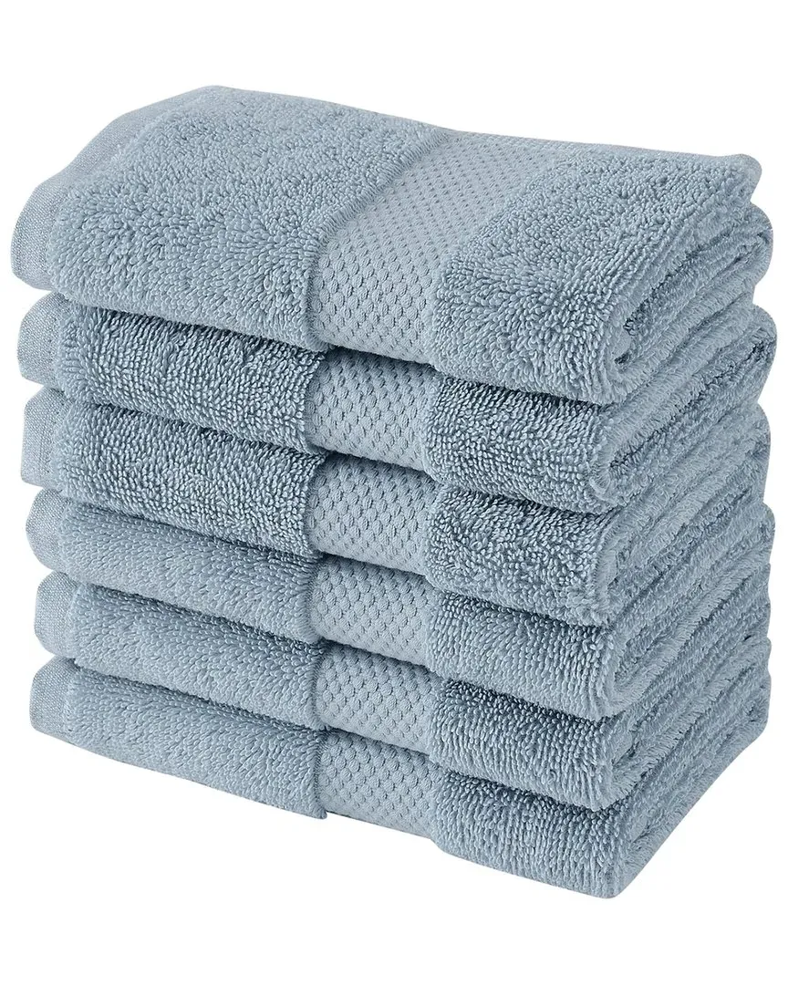 Set of 6 Turkish Cotton Wash Cloths - Blue image