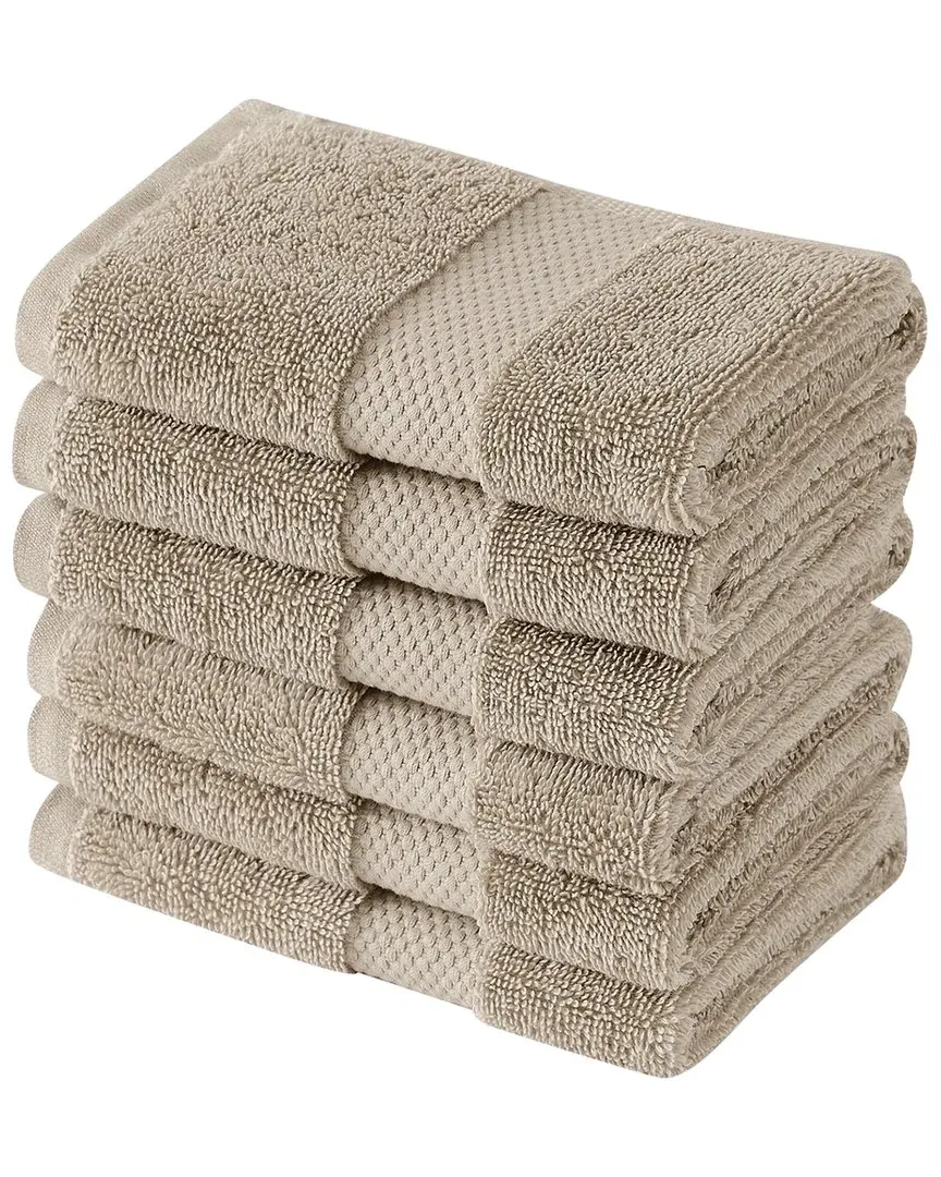 Set of 6 Turkish Cotton Wash Cloths - Khaki