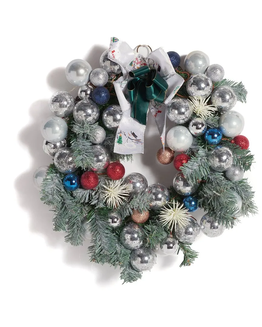 20in Faux Pine LED Wreath with Ornaments - Multicolor