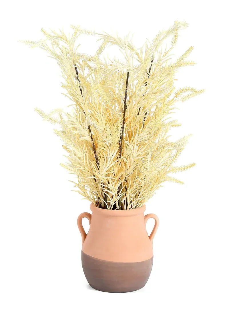 20in Faux Potted Wheat Plant - White, Ceramic image