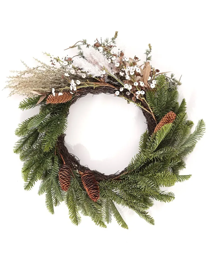 21in Faux Pine & Olive Leaf Wreath - Green image