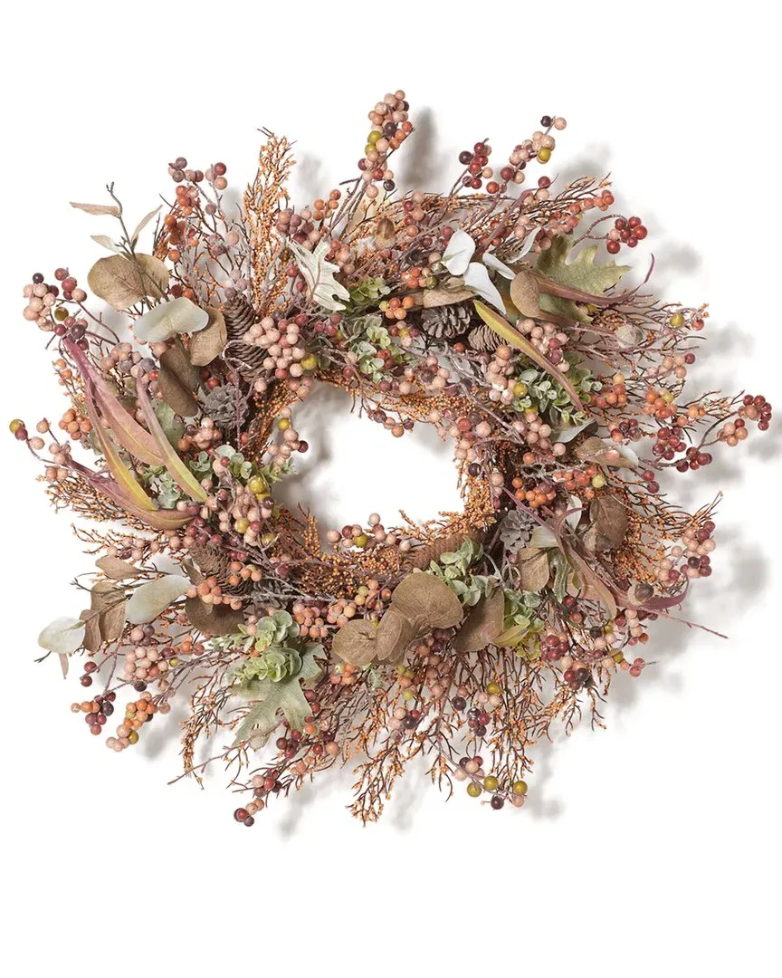 26in Berry & Acorn Wreath - Brown