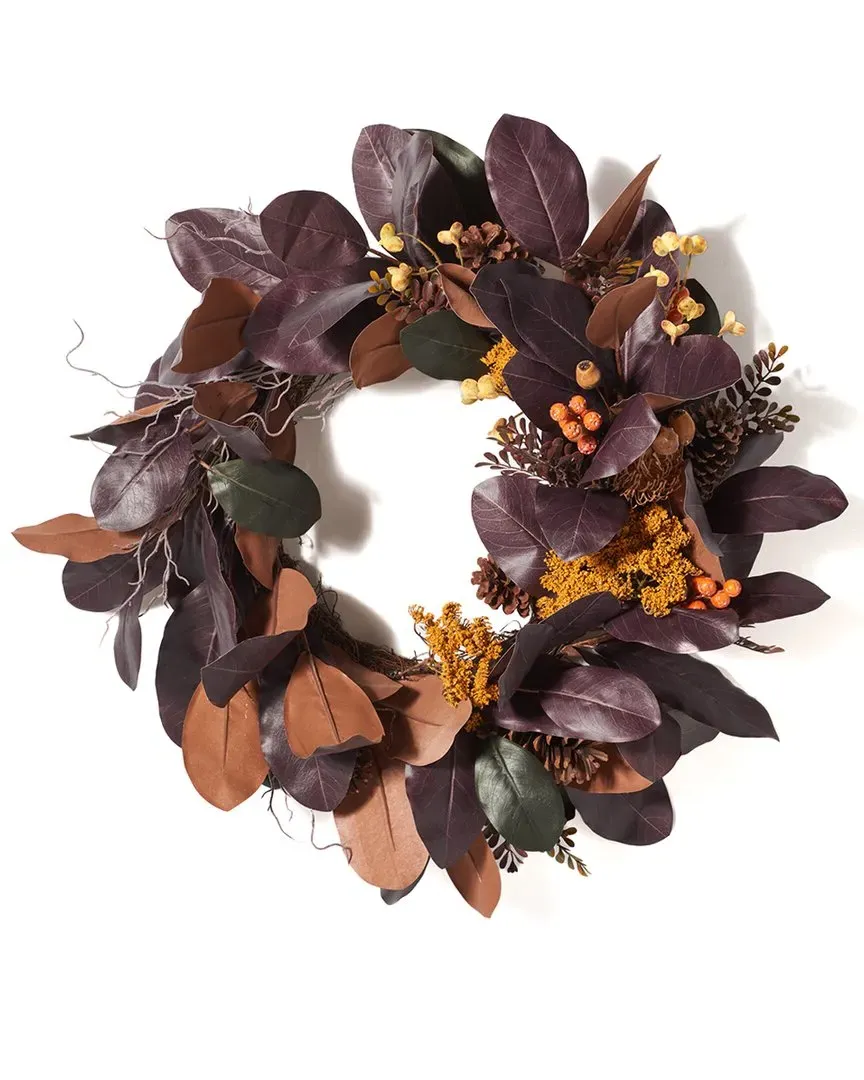 30" Magnolia Leaf Wreath - Purple