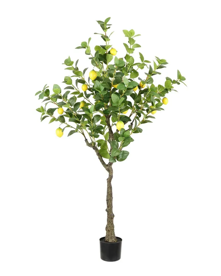 60in Faux Potted Lemon Tree - Green