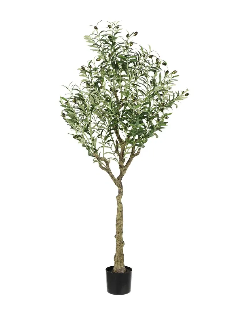 60in Faux Potted Olive Tree - Green