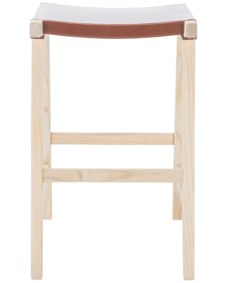 Aariz Rectangle Bar Stool - Cognac, Leather