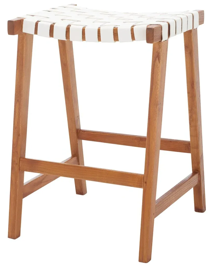 Abreu Counter Stool - White, Leather