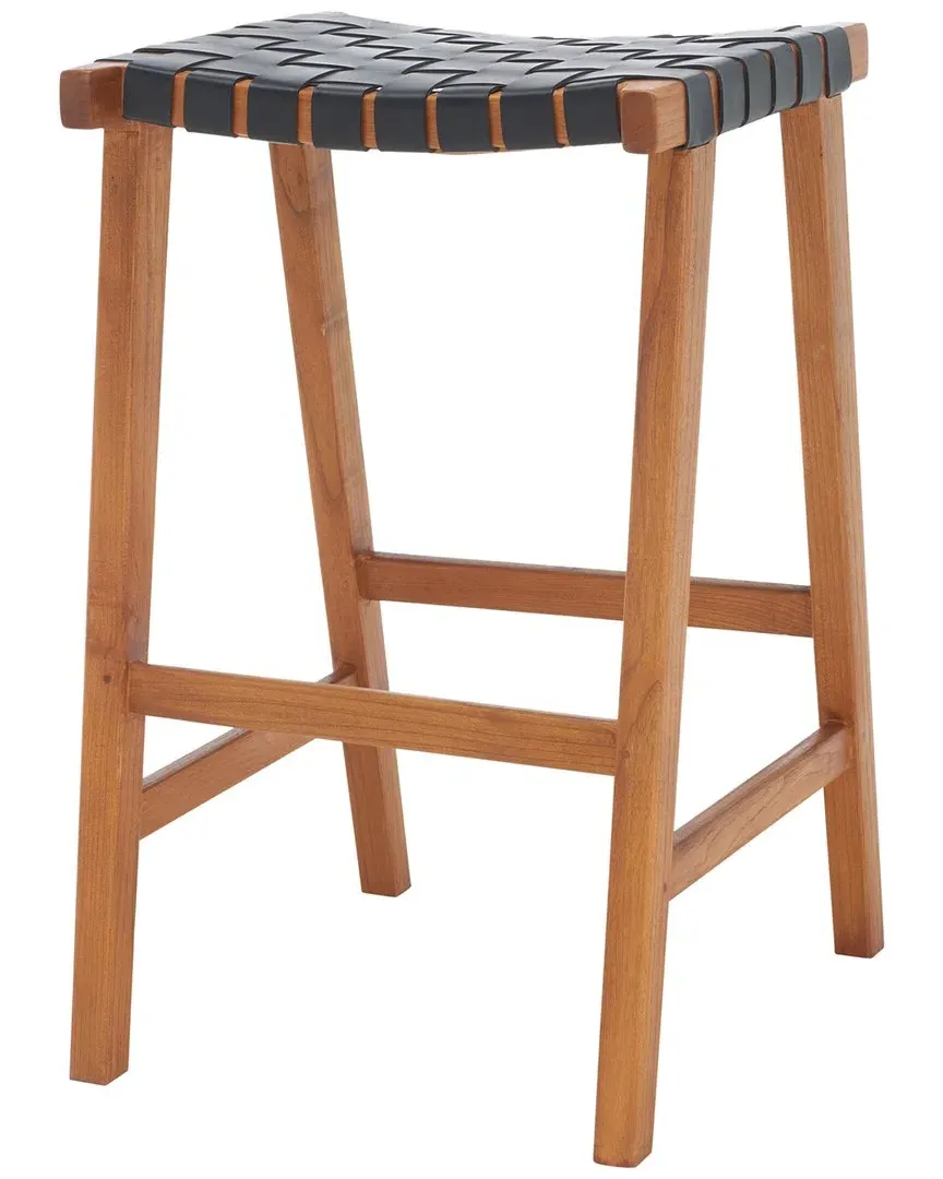Abreu Rectangle Barstool - Black, Leather image