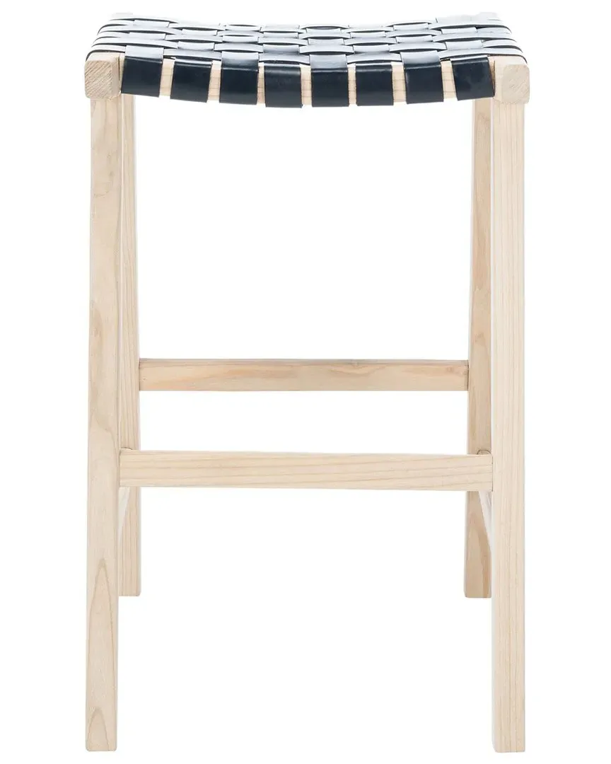 Abreu Rectangle Barstool - Black, Leather