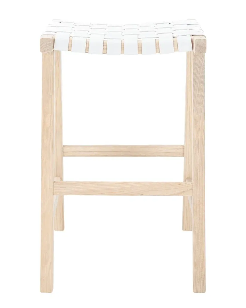 Abreu Rectangle Barstool - White, Sungkai