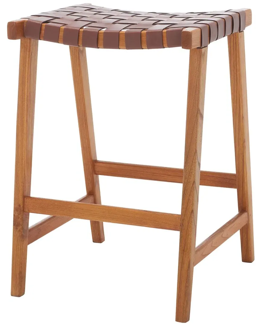 Abreu Rectangle Counter Stool - Cognac, Leather