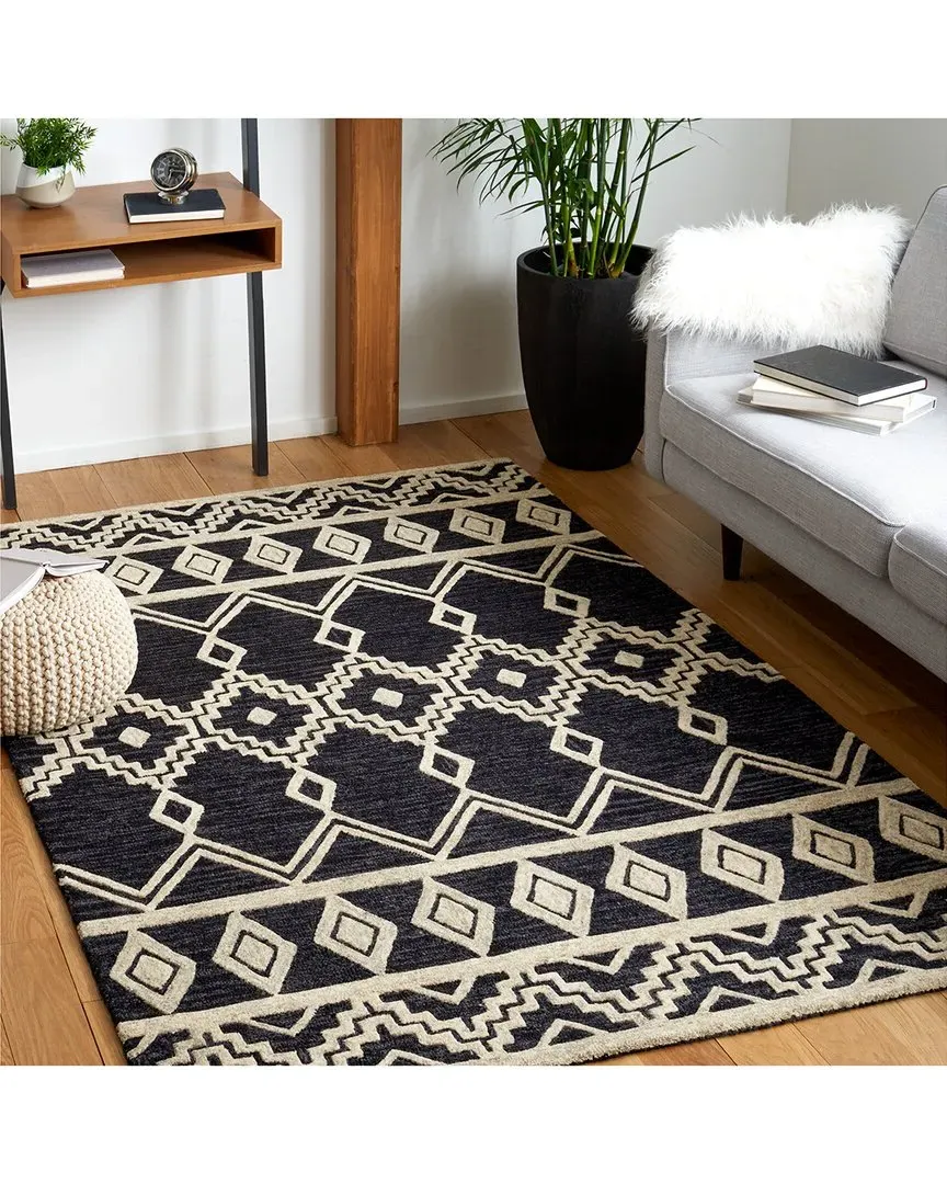 Abstract Black Onyx Hand-Tufted Rug - Black, Wool