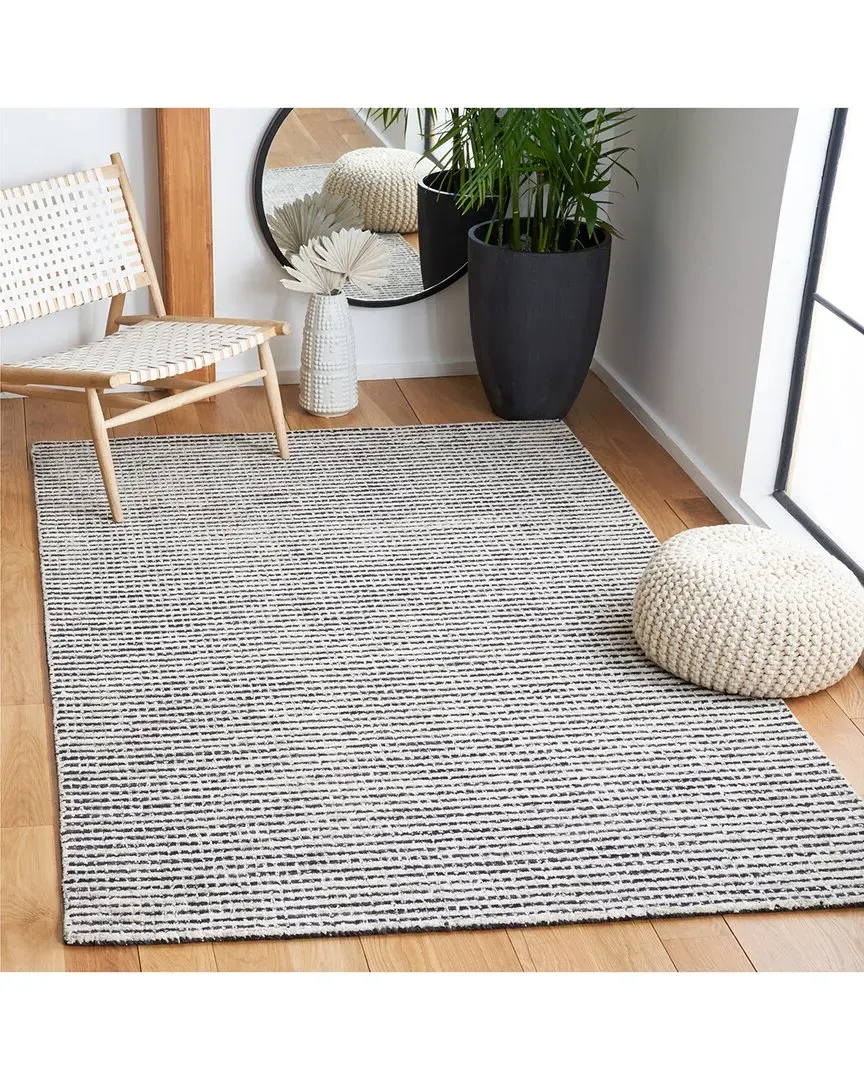 Abstract Black Sands Hand-Tufted Rug - Black, Wool