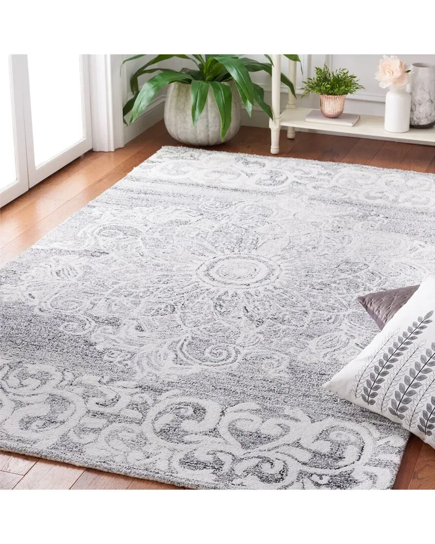 Abstract Concrete Bloom Hand-Tufted Wool Rug - Grey image