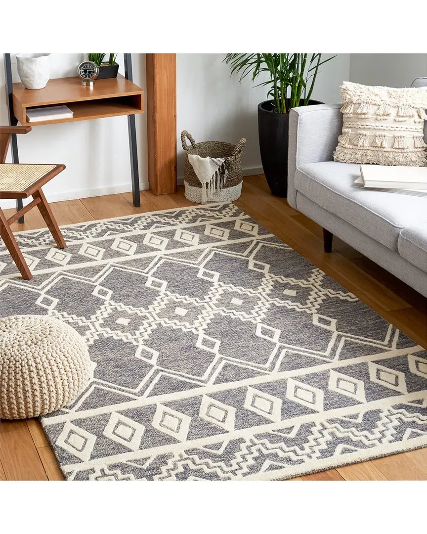 Abstract Diamond Hand-Tufted Rug - Ivory, Wool