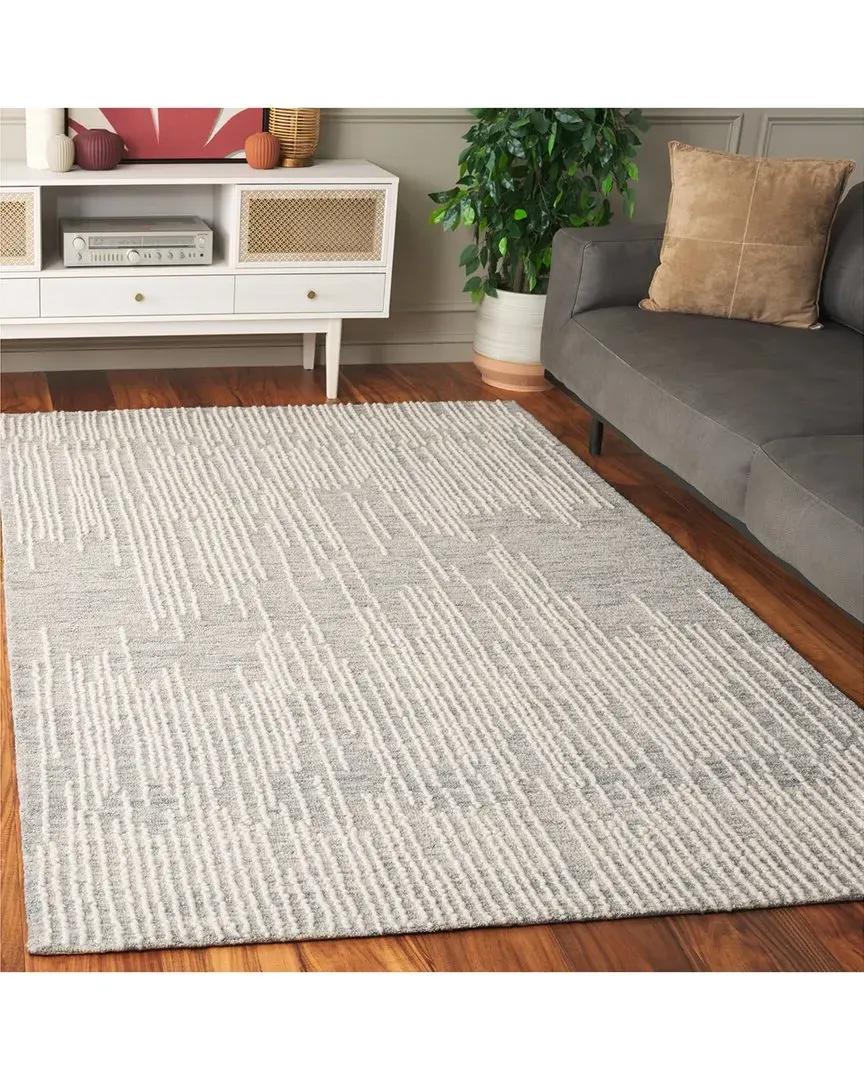 Abstract Ivory Haze Hand-Tufted Rug - Ivory, Wool