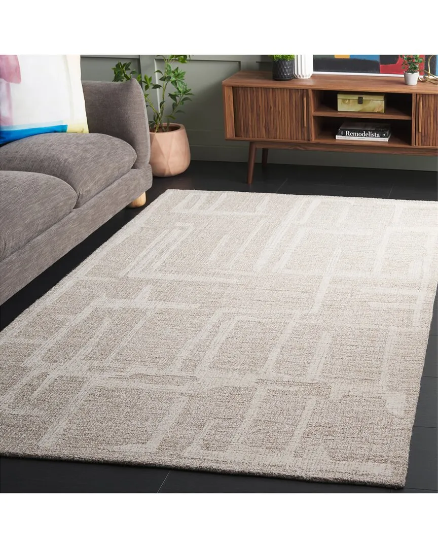 Abstract Sandy Loom Hand-Tufted Rug - Beige, Wool