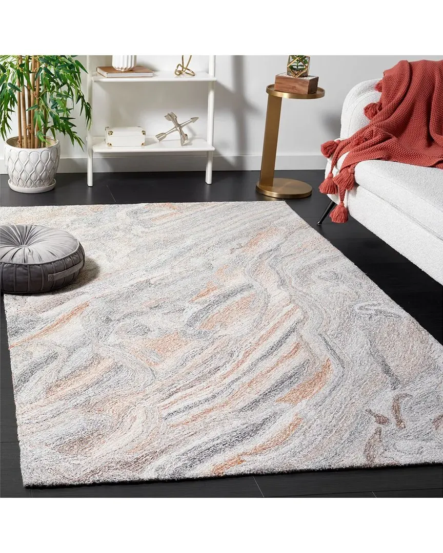Abstract Stoneweft Hand-Tufted Rug - Brown, Pet Yarn