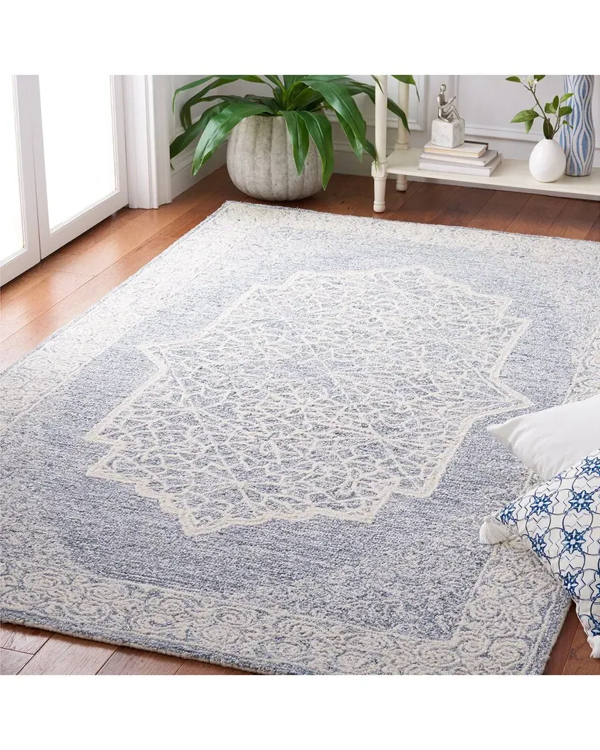 Abstract Tidewashed Hand-Tufted Wool Rug - Blue
