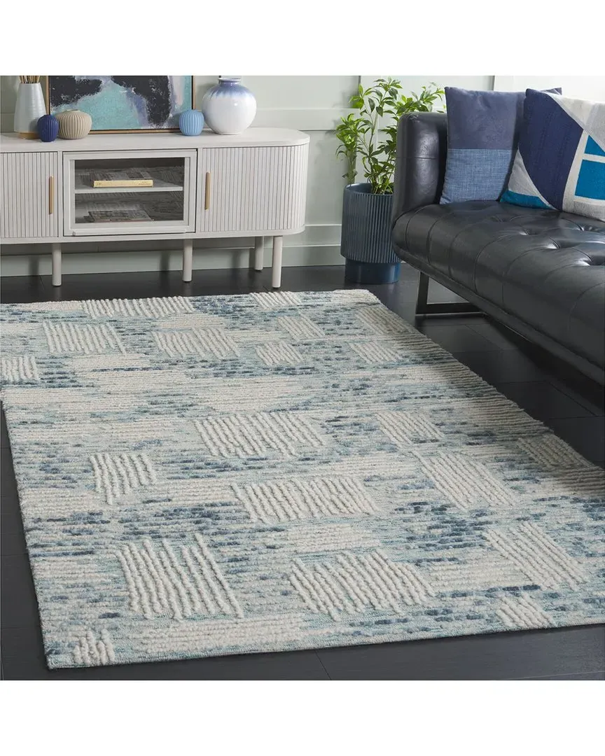 Abstract Whitecaps Hand-Tufted Rug - Blue, Wool