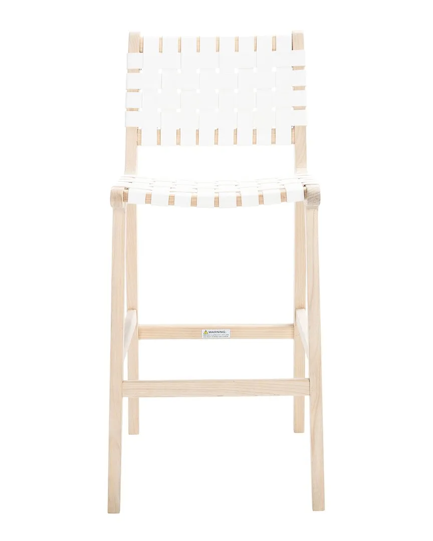 Adah Bar Stool - White, Leather