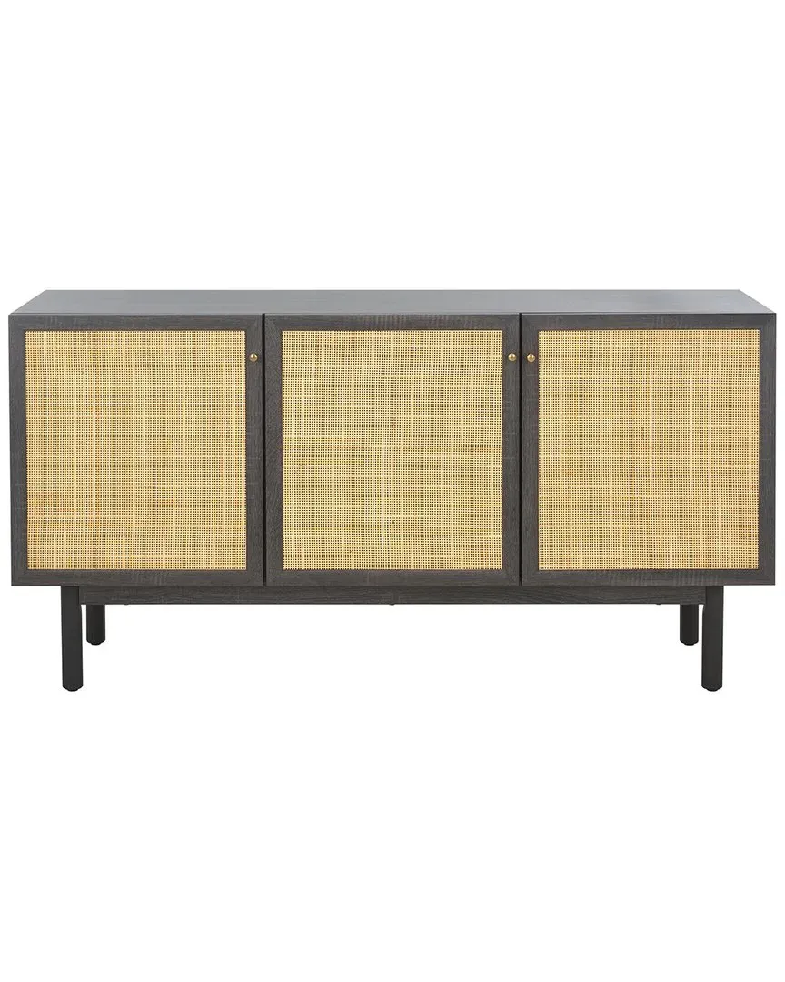 Aino 3-Door Sideboard with Rattan Mesh - Black image