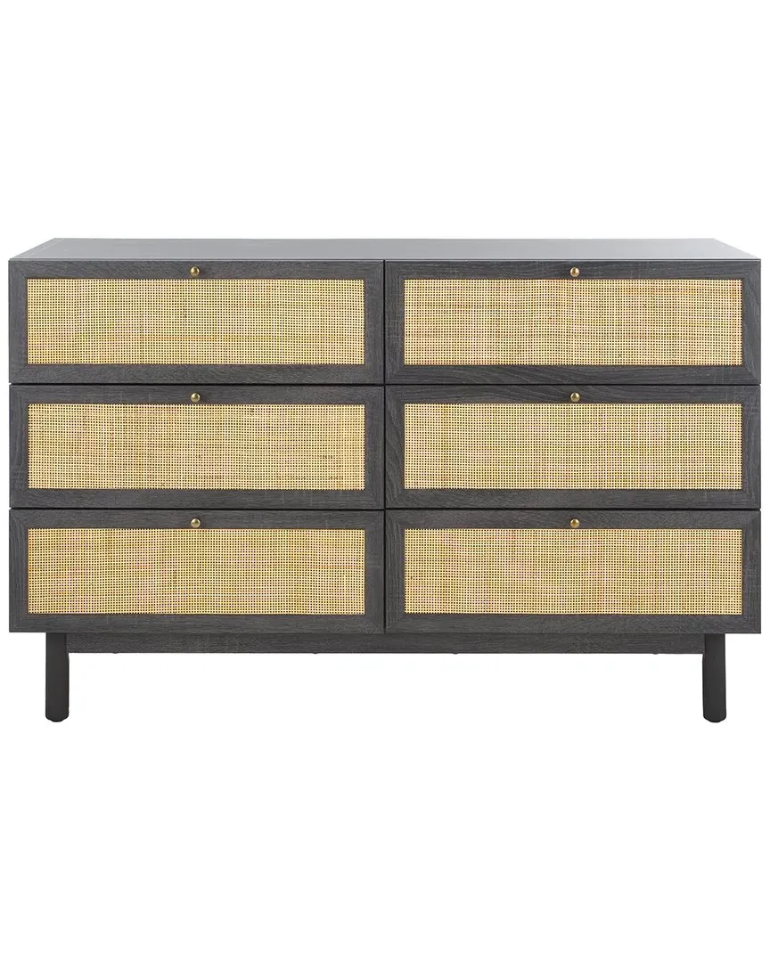 Aino 6-Drawer Dresser - Distressed Black