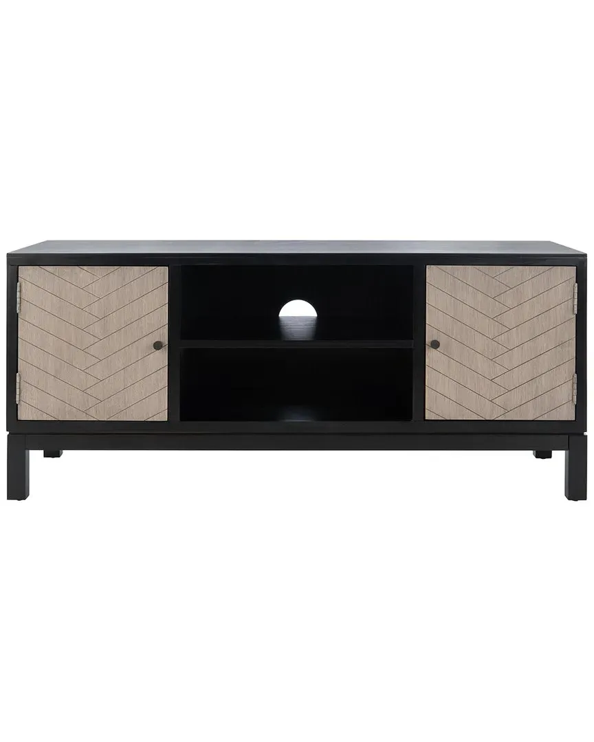 Ajana 2-Door Media Stand with Shelf - Black, Pine image