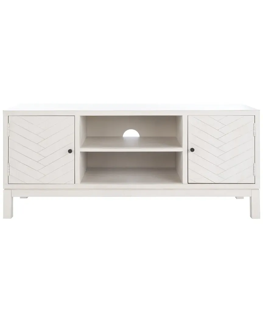 Ajana 2-Door Media Stand with Shelf - White, Pine