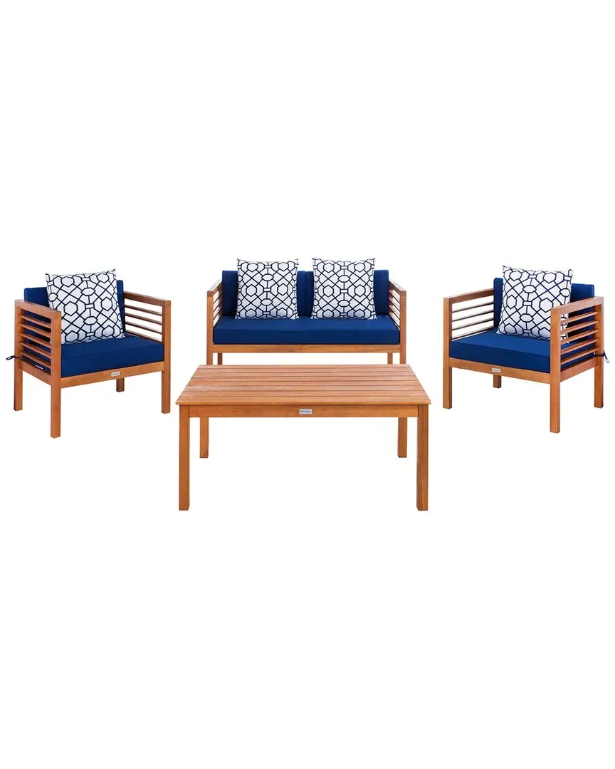 Alda 4-Piece Outdoor Set with Accent Pillows - Natural, Eucalyptus