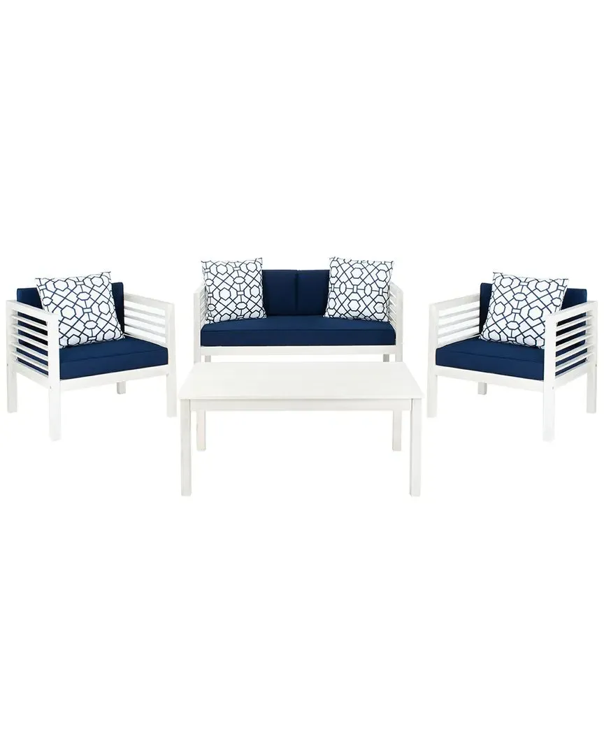 Alda 4-Piece Outdoor Set with Accent Pillows - White, Eucalyptus