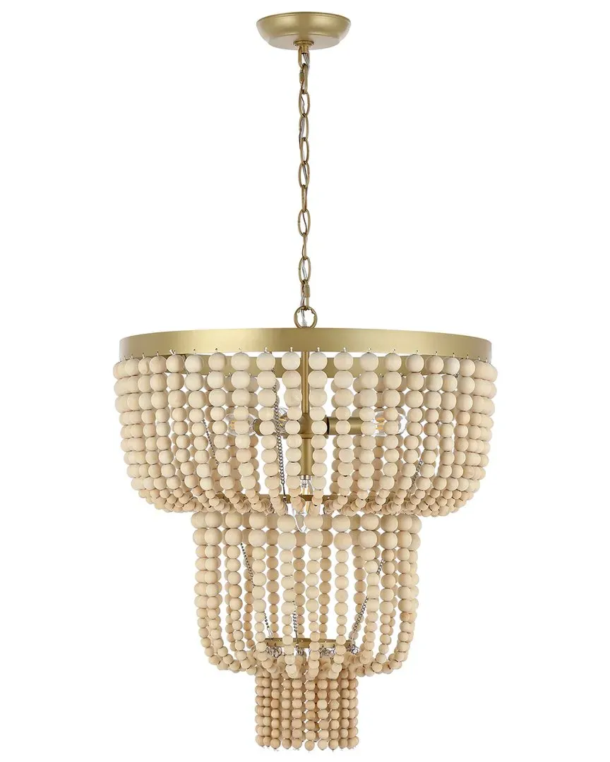 Aleynne Tiered Chandelier with Wooden Beads - Brass image