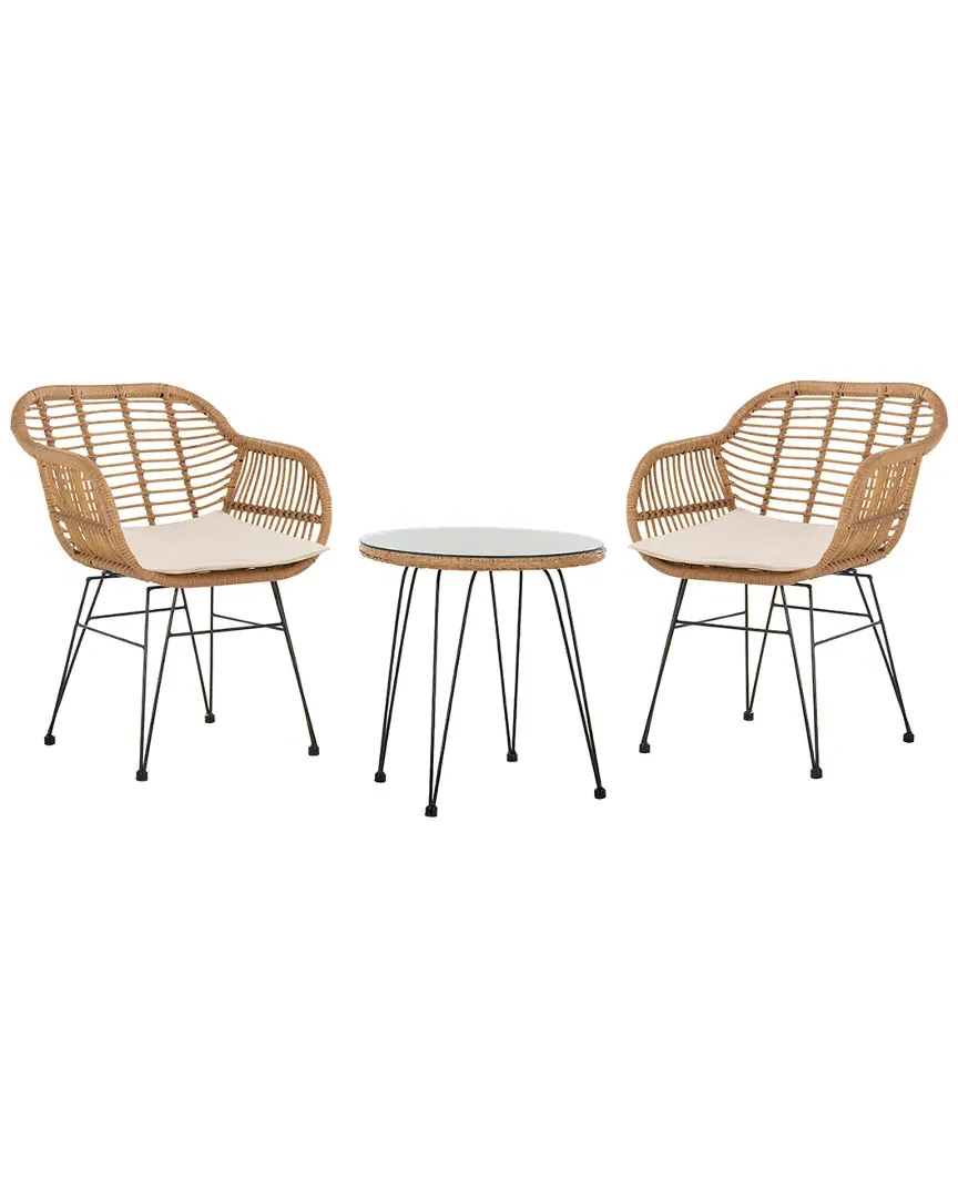 Alton Outdoor 3-Piece Lounge Set - Light Brown, Rattan