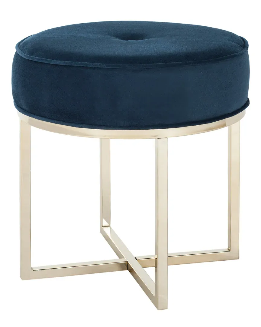 Angelea Round Ottoman - Navy, Brass image