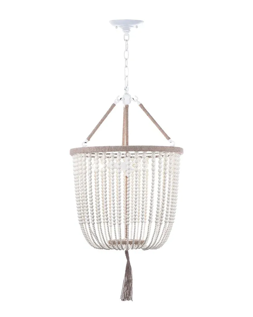 Angie 3-Light Beaded Pendant - White Cream
