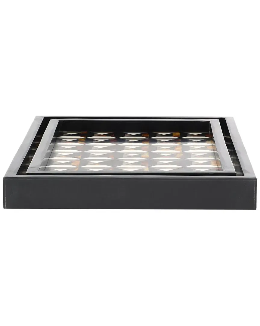 Ani Set of 2 Rectangular Trays - Ivory, Resin image