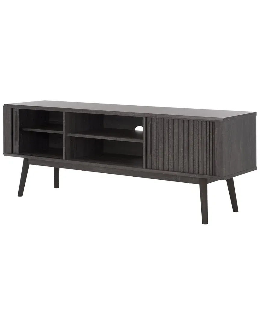 Aphra 2-Door Media Stand with 2 Shelves - Distressed Black