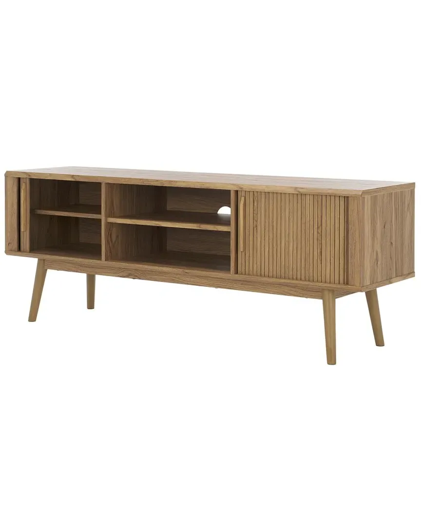 Aphra 2-Door Media Stand with 2 Shelves - Oak
