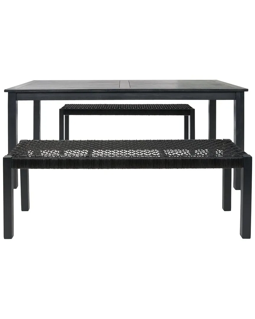 Aquina 3-Piece Outdoor Dining Set - Black, Acacia