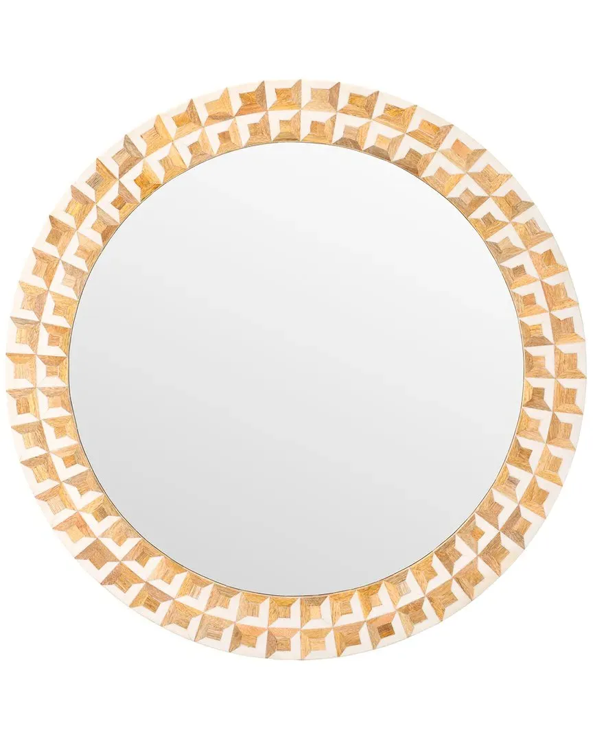 Aria Round Wall Mirror - Antique Ivory, Mango Wood image