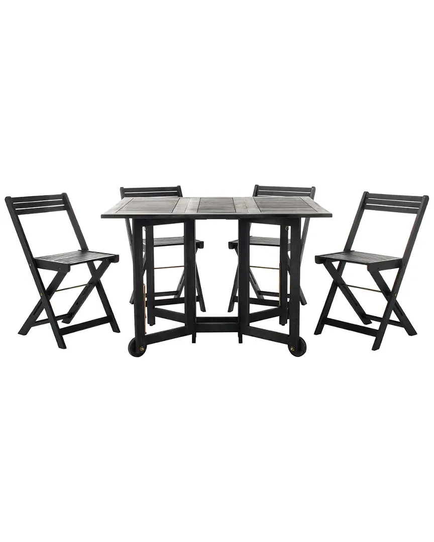 Arvin Outdoor Dining Set with 4 Chairs - Black, Acacia image