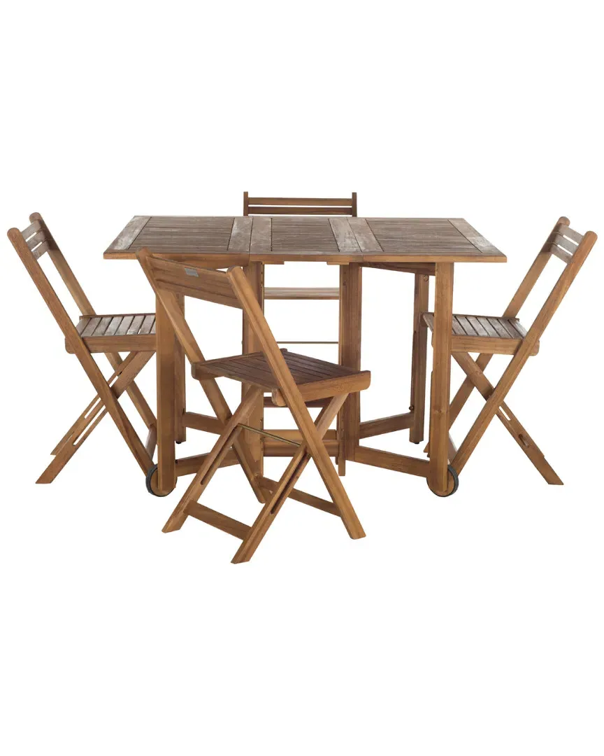 Arvin Outdoor Dining Set with 4 Chairs - Natural, Acacia