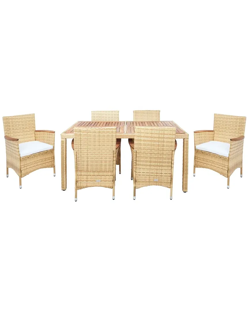 Ashwin Outdoor Dining Set with Cushions - Brown, Rattan