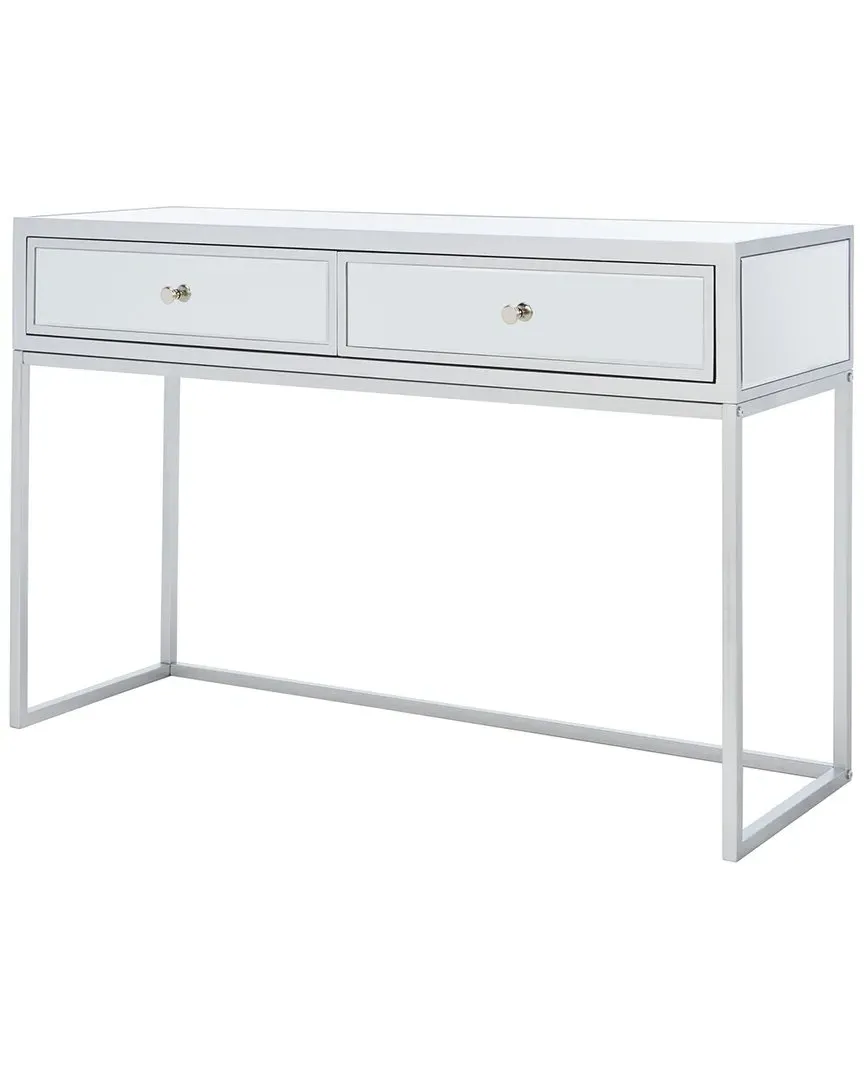 Aster 2-Drawer Mirrored Desk - Silver