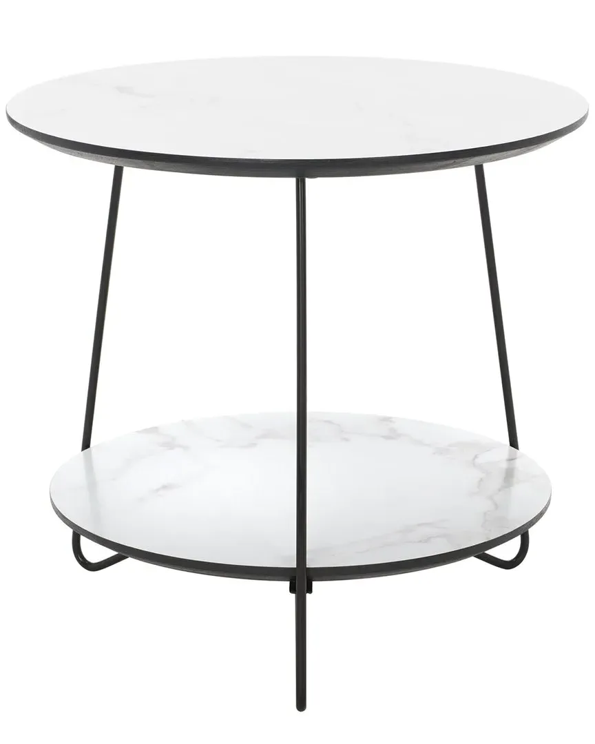 Avani Round Side Table - White, Marble image