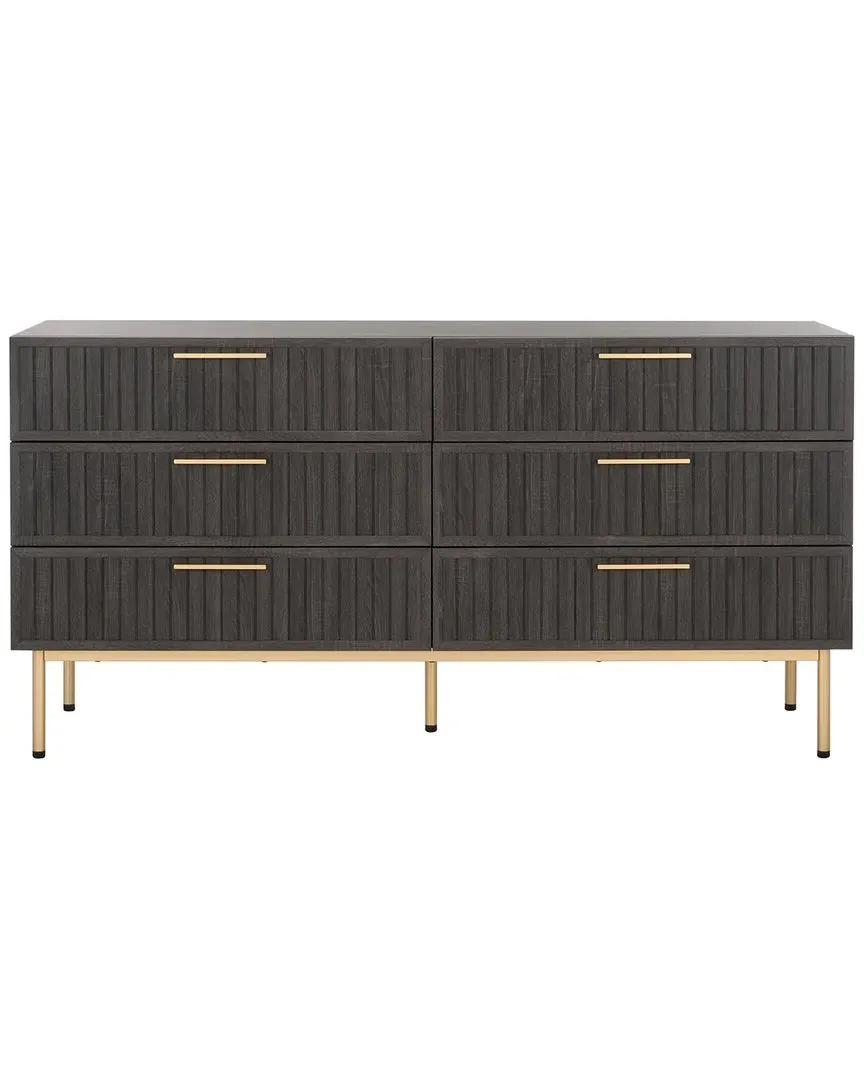 Axelle 6-Drawer Dresser - Distressed Black, Wood