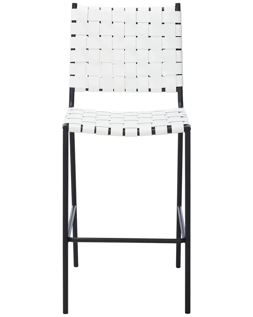 Bahari Woven Counter Stool - White, Leather image