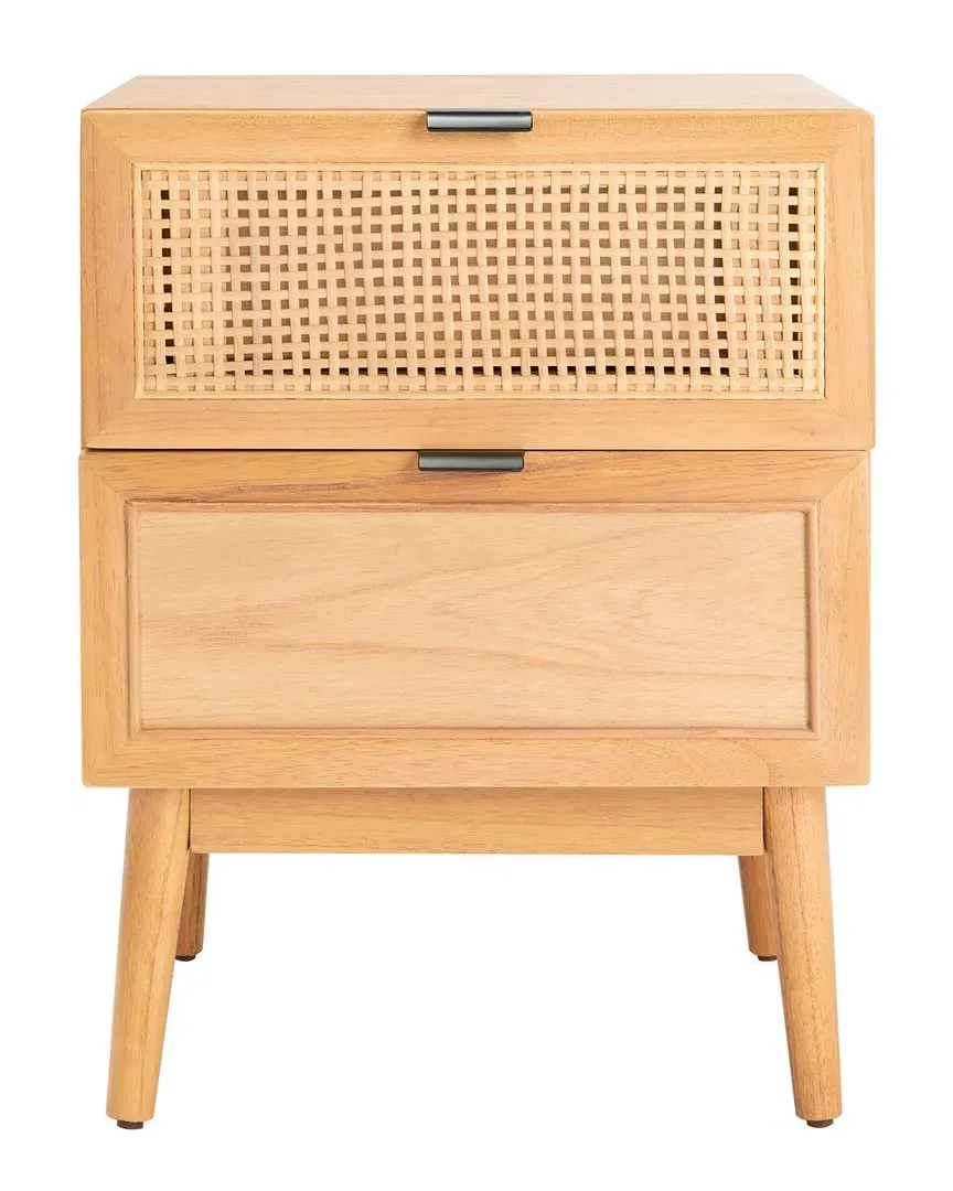 Baisley 2-Drawer Rattan Nightstand - Natural, Mahogany
