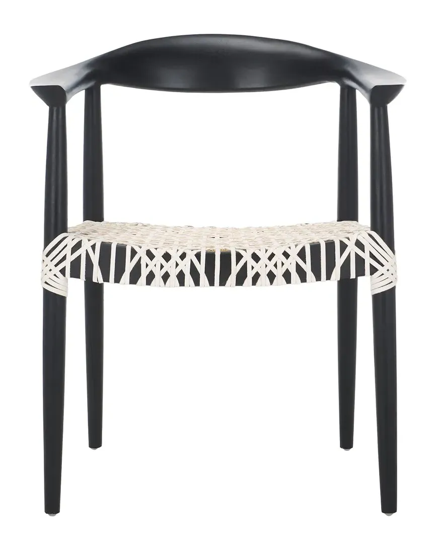 Bandelier Arm Chair with Woven Seat - White, Teak